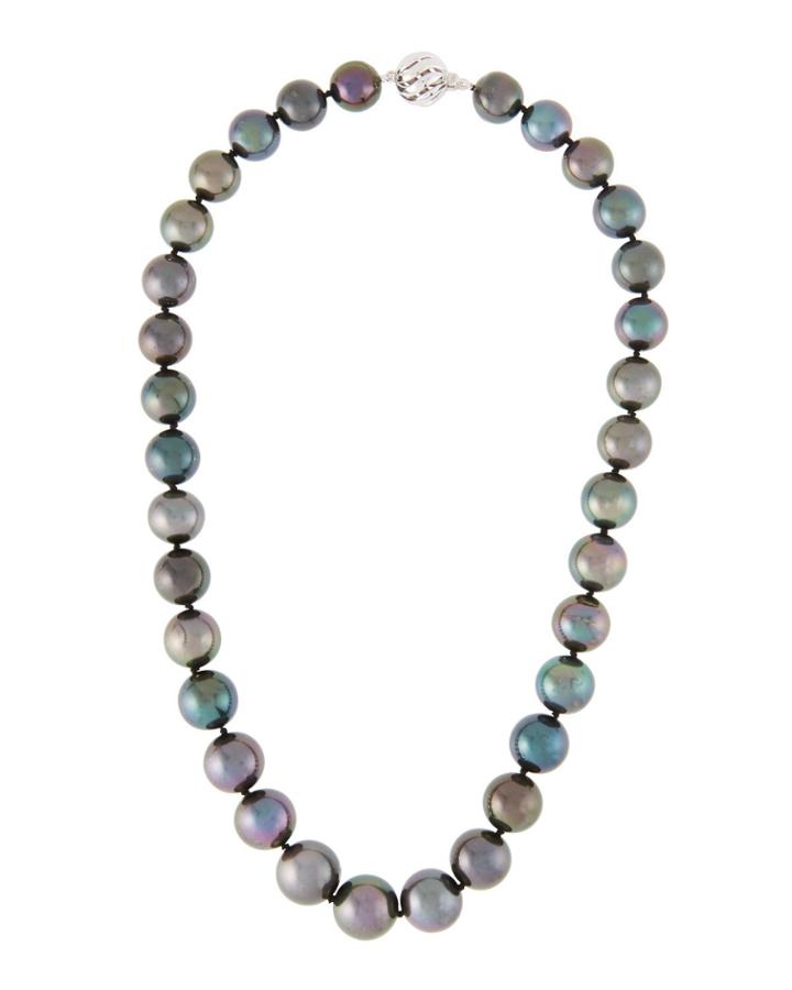 14k White Gold Tahitian Pearl Necklace,