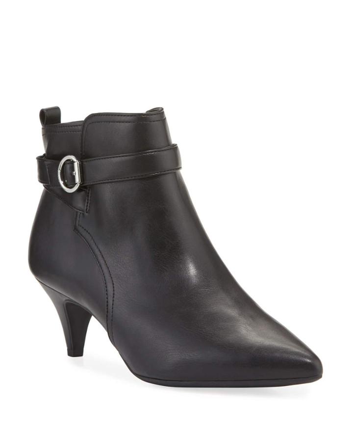 Kingston Kitten-heel Buckle Booties, Black