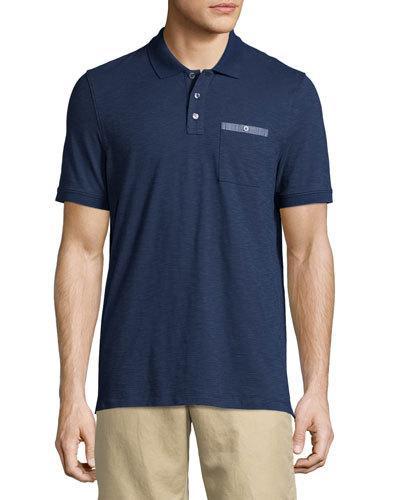 Cotton Pocket Polo Shirt, Atlantic Blue