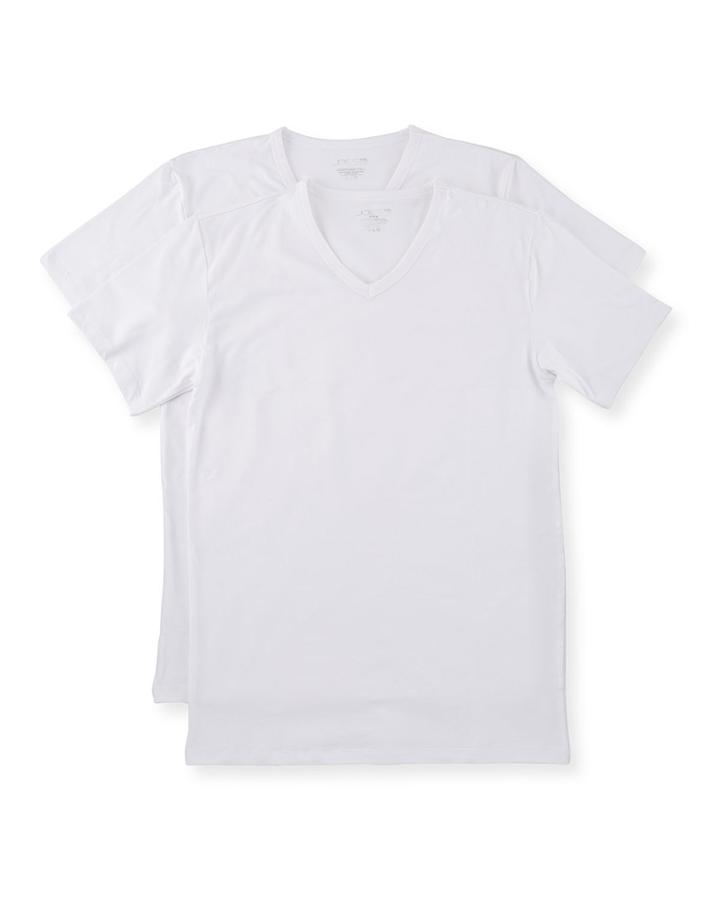 Men's Stretch-cotton V-neck T-shirt, Two Pack