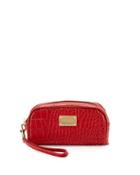 Crocodile-embossed Leather Camera Case, Red