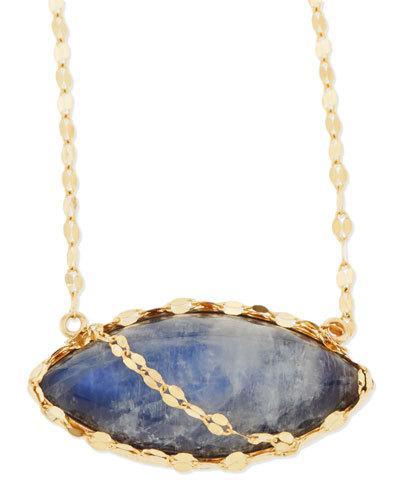 14k Mesmerize Marquise Onyx/moonstone Pendant Necklace