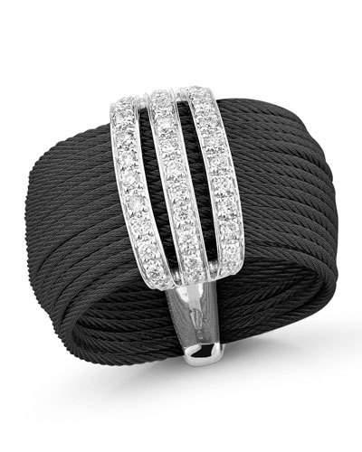 Multi-row Micro-cable Pave Diamond Band Ring, Black,