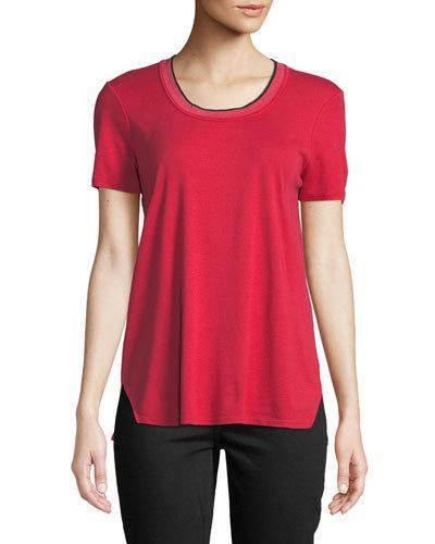 Tipped-neck Short-sleeve Tee