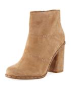 Rita Studded Suede Booties, Taupe