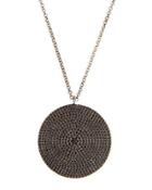 Long Pave Spinel Round Pendant Necklace