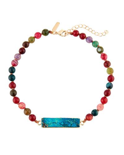 Agate Beaded Choker W/ Stone