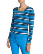 Crewneck Long-sleeve Striped-knit