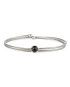 Gray Cable Single-wrap Bangle Bracelet With Onyx