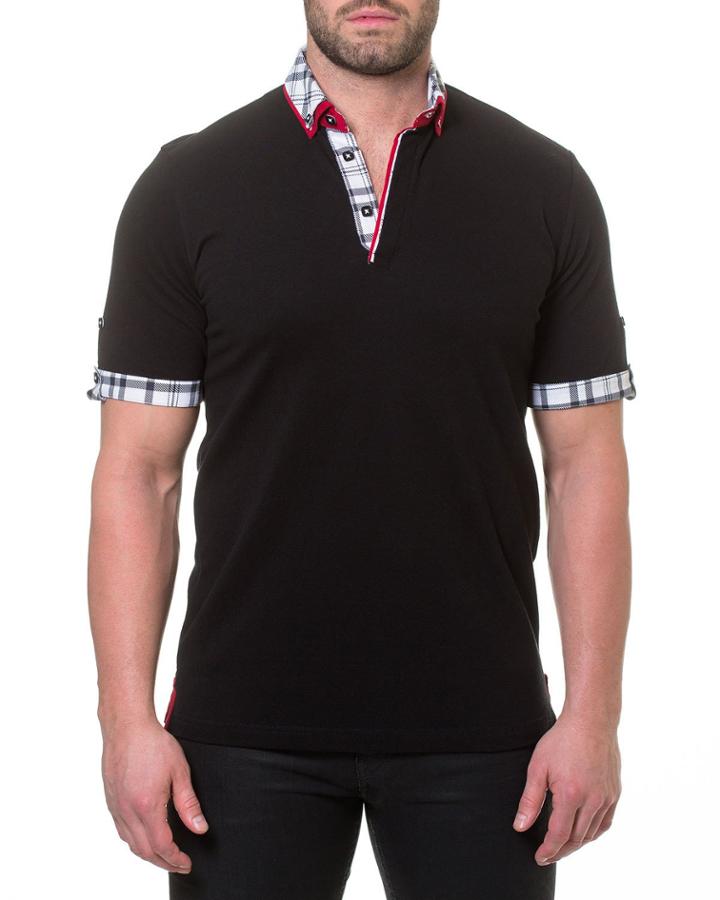 Men's Vip Black Checkered Polo