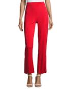 Stretch-crepe Straight-leg Pants With Car-wash Hem, Red
