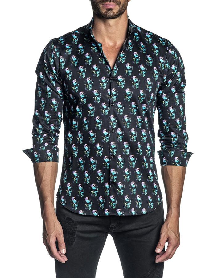 Men's Long-sleeve Skull Printed