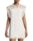 Elba Crochet Pompom-trim Shift Dress, White