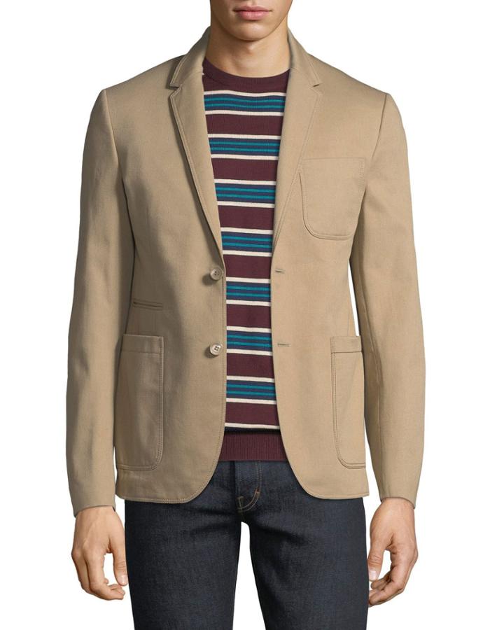Patch-pocket Sport Jacket, Beige