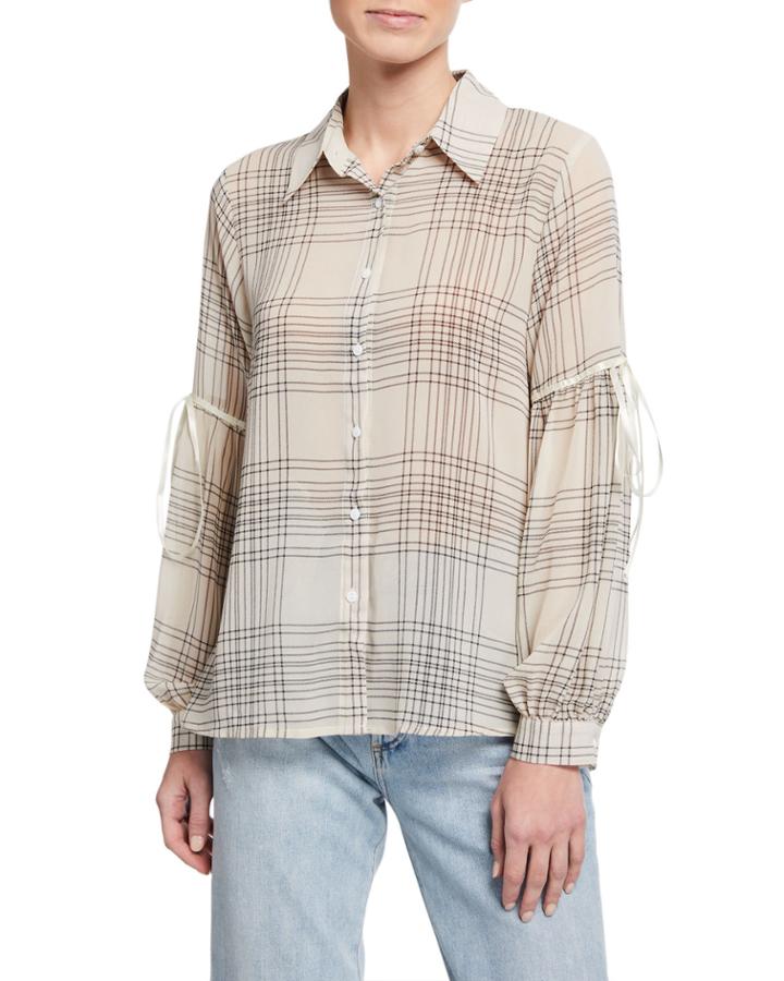 Plaid Button-down Top