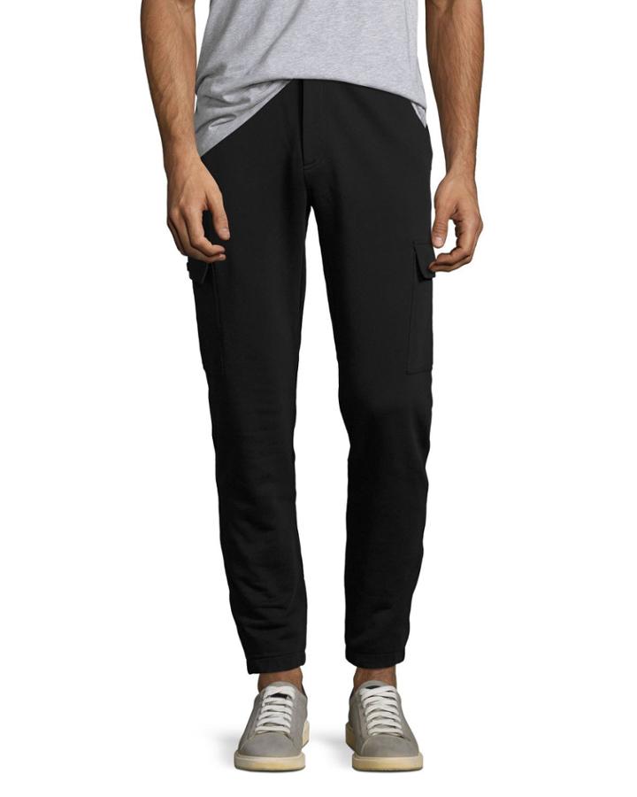 French Terry Cargo Sweatpants, Black