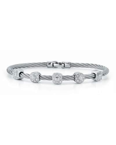 Pave Diamond Five-station Cable Bracelet, Gray