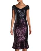 Cap-sleeve Ombre Sequin Flounce Dress