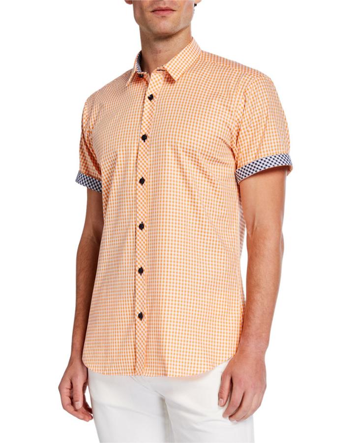 Men's Short-sleeve Gingham Check