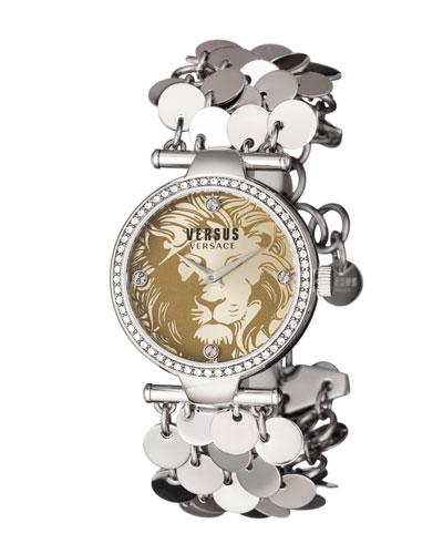 34mm Paris Lights Swarovski&reg; Bezel Bracelet Watch, Champagne