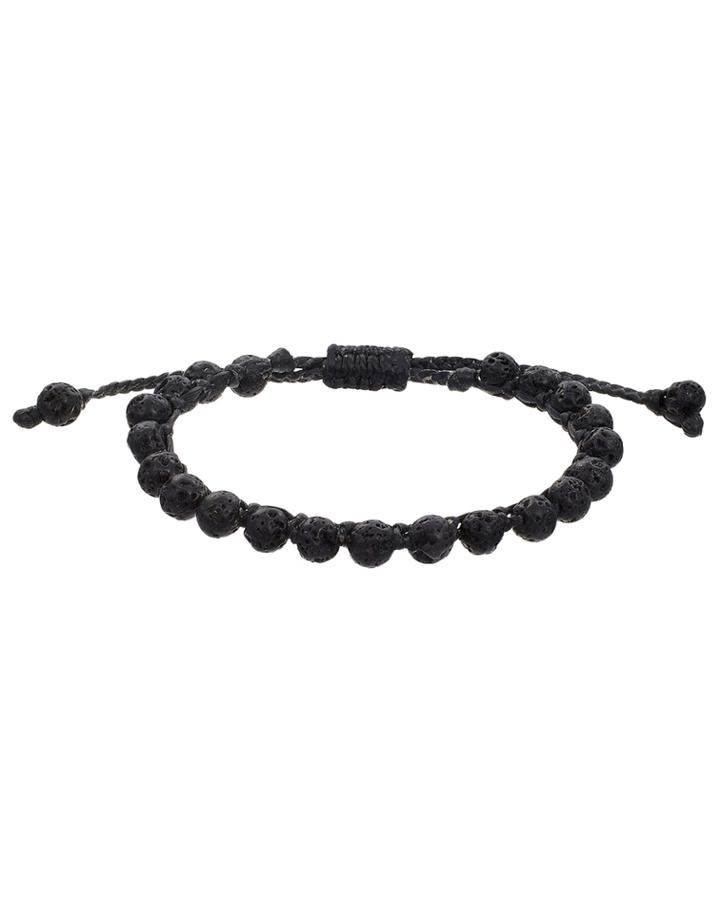 Mach Speed Men's Beaded Pull-cord Bracelet, Black