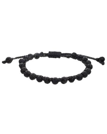 Mach Speed Men's Beaded Pull-cord Bracelet, Black