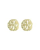 Golden Monogram Script Button Earrings