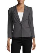 One-button Long-sleeve Blazer, Gray