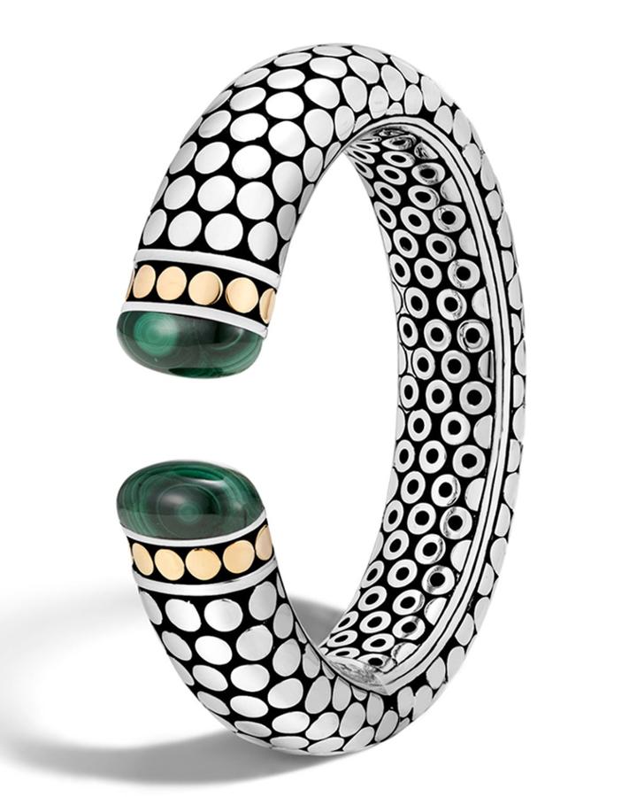 Dot 18k Gold & Silver Medium Kick Cuff W/ Malachite,