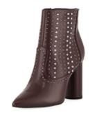 Hollis Studded Faux-leather Booties, Purple
