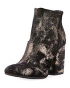 Celeste Distressed Metallic Velvet Ankle Bootie