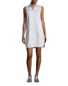 Janna Striped Poplin Sleeveless Shirtdress, Blue/white