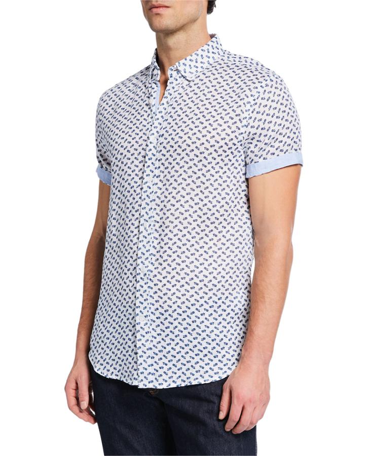 Men's Pinapple-print Linen