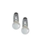 Diamond-top 9mm Pearl Earrings