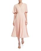 Split-sleeve Pleated Dress