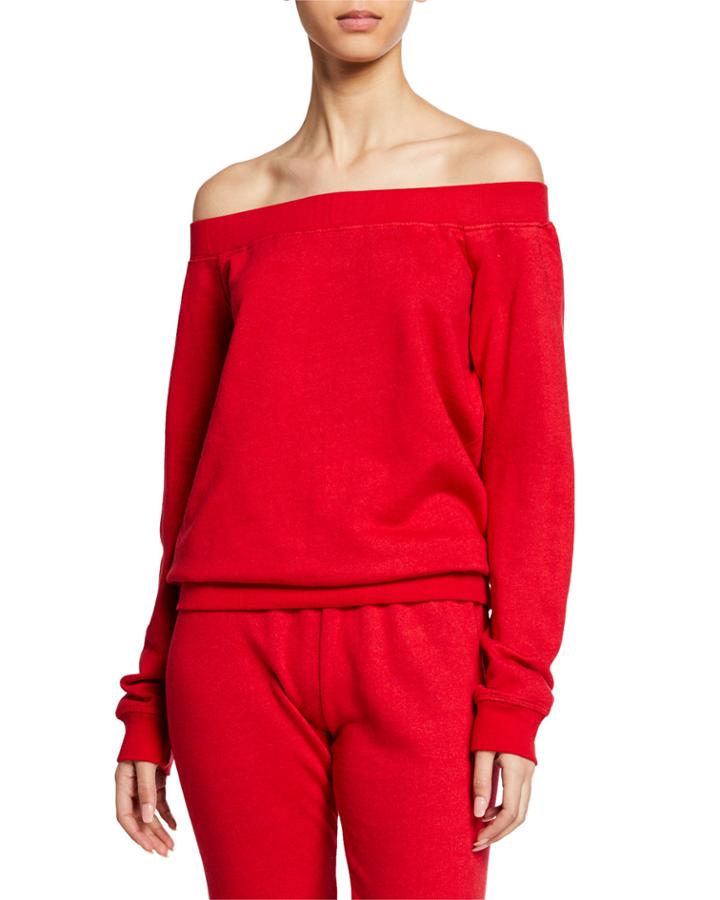 Off-the-shoulder Long-sleeve Pullover