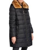 Down Fill Hooded Puffer Coat W/ Faux-fur Collar