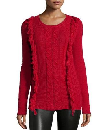 Cable-knit Fringe-front Cashmere