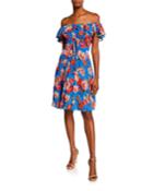 Cassidy Lace-up Floral Ruffle A-line Dress