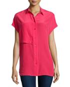 Jaime Short-sleeve Silk Blouse, Rosetta