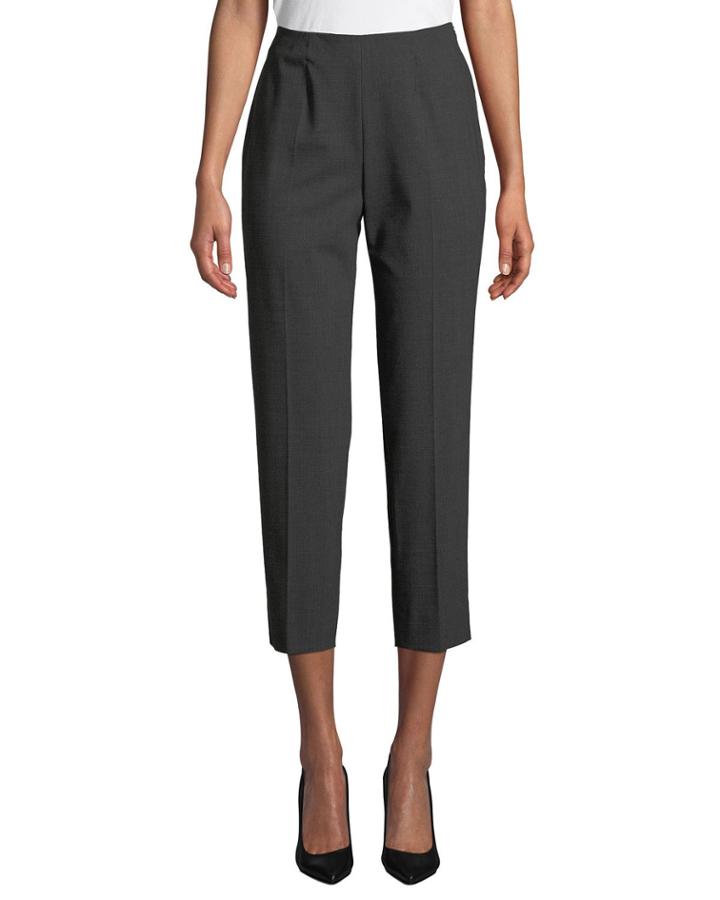 Side-zip Skinny Cropped Pants, Gray