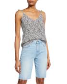 Leopard-print Mini Ruffle-strap Tank