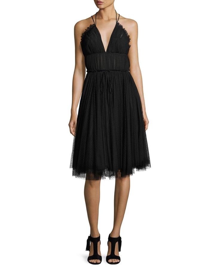 Leigh Strappy Tulle Cocktail Dress, Jet