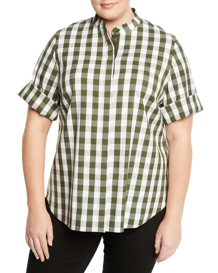 Theodora Check-pattern Button-down Blouse,