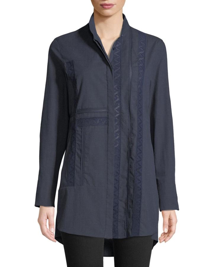 Lace Embroidered Button-down Blouse