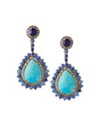 Blue Kyanite & Turquoise Teardrop Earrings
