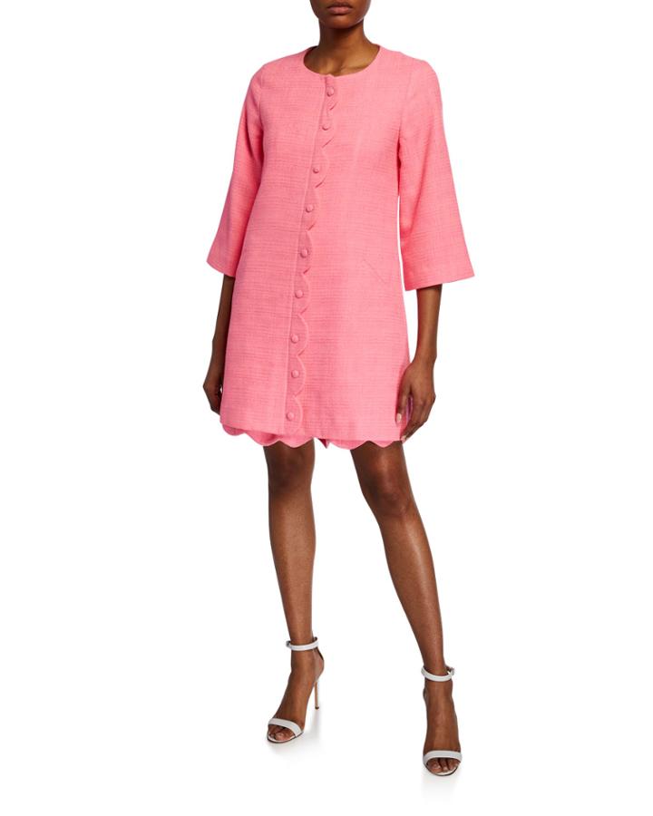 Janine 3/4-sleeve Scalloped Trim Jacket