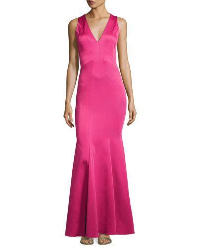 Sirena Sleeveless Paneled Mermaid Gown, Wild Orchid