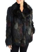 Multicolor Faux-fur Notched-collar Coat
