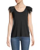 Feather Detail Scoop-neck Tank